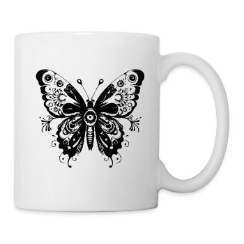 Schmetterling Mandala Boho - Tasse - Weiß - Rechts