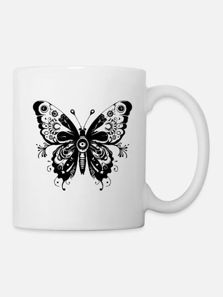 Papillon Mandala Boho - Mug blanc - blanc