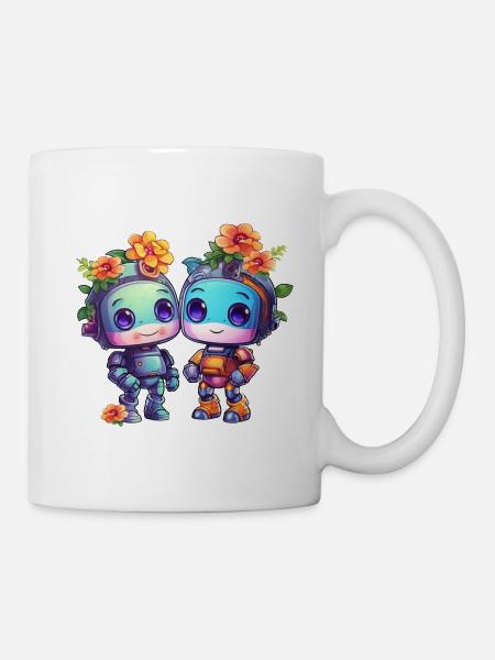 Süße Roboter - Tasse - Weiß