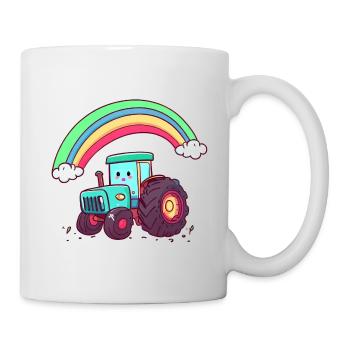 Tracteur arc-en-ciel - Mug blanc - blanc - Droite