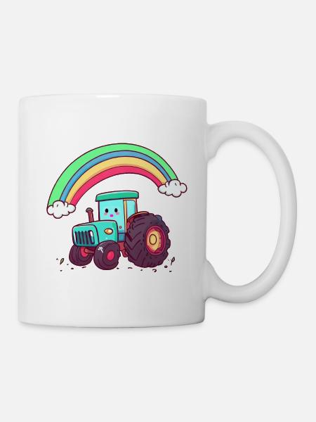 Tracteur arc-en-ciel - Mug blanc - blanc