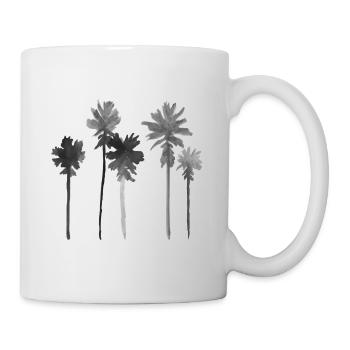 Palmen schwarz weiß minimalistisch Aquarell - Tasse - Weiß - Rechts