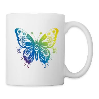 Schmetterling Mandala Boho - Tasse - Weiß - Rechts