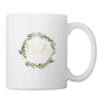 Danke! Eukalyptus-Kranz, personalisierbar - Tasse - Weiß - Rechts