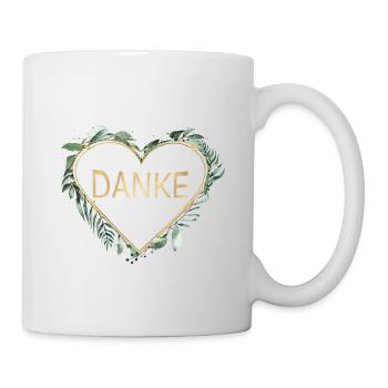 Danke! Blumen-Geometrik-Herz, personalisierbar - Tasse - Weiß - Rechts
