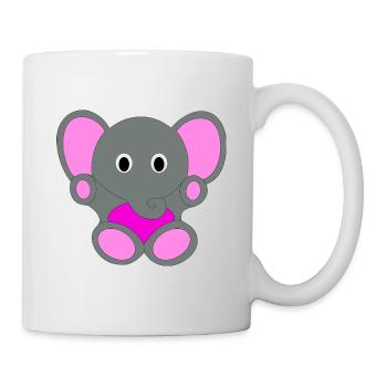 Putziger Elefant | Süss, Rosa, Mädchen - Tasse - Weiß - Rechts