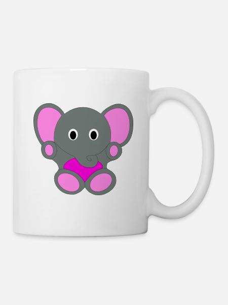 Cute Elephant | Cute, Pink, Girl - Mug - white
