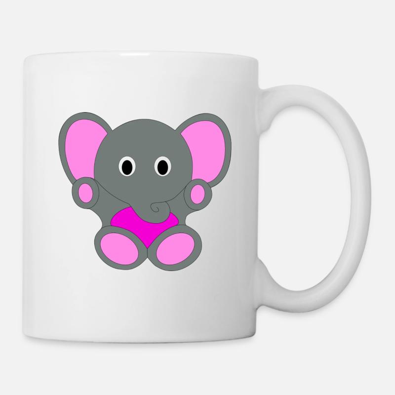 Éléphant mignon | Mignon, Rose, Fille - Mug blanc - blanc