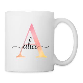 Un | Monogramme | Nom | Alice |Aquarelle - Mug blanc - blanc - Droite