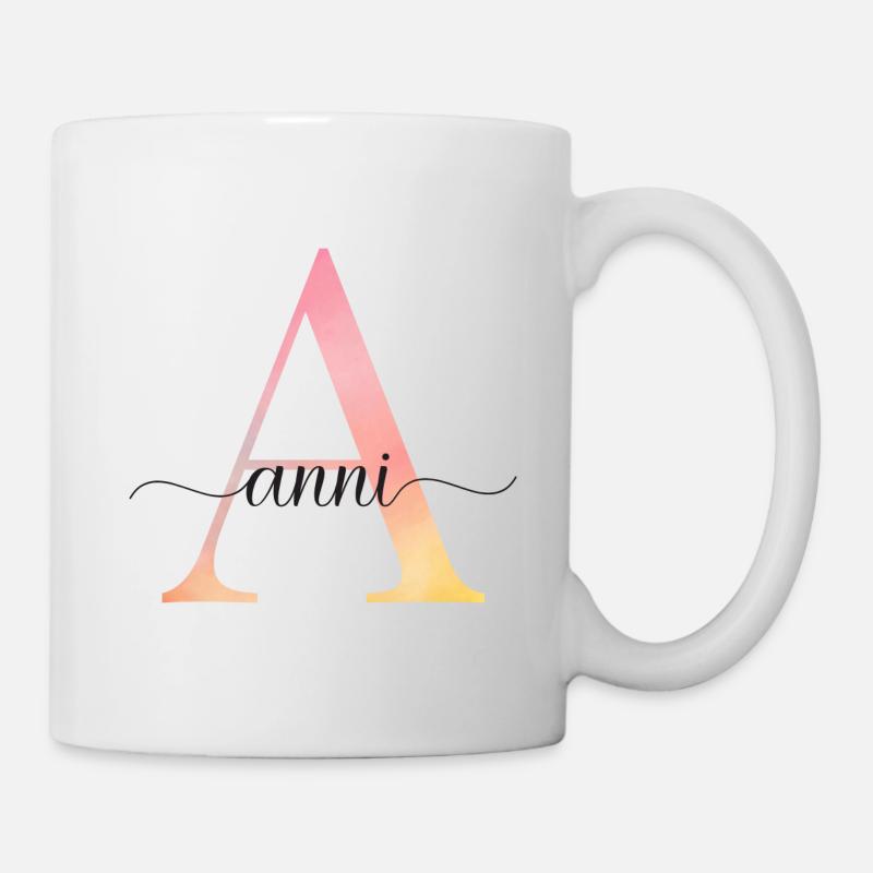 A | Monogramm | Name | Anni |Watercolor - Tasse - Weiß