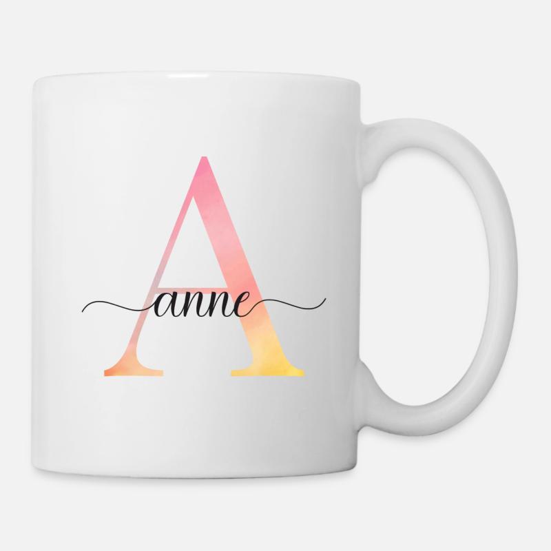 A | Monogram | Name | Anne |Watercolor - Mug - white