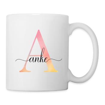A | Monogramm | Name | Anke |Watercolor - Tasse - Weiß - Rechts