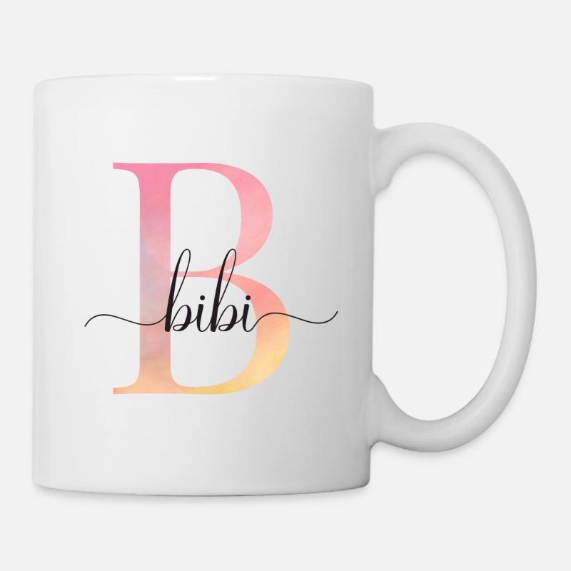 B | Monogramm | Name | Bibi |Watercolor - Tasse - Weiß