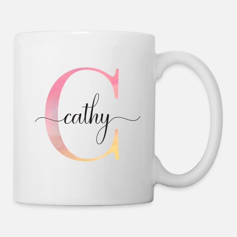 C | Monogramme | Nom | Cathy |Aquarelle - Mug blanc - blanc