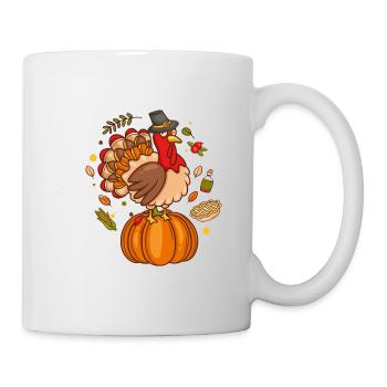 Lustiger Truthahn Thanksgiving Day - Tasse - Weiß - Rechts