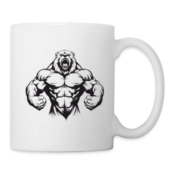 Bear Grizzly Muscles Bodybuilding - Mug - white - Right