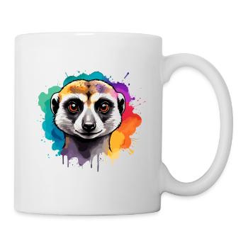 Erdmännchen in Aquarellfarben, Savannenfarbe - Tasse - Weiß - Rechts