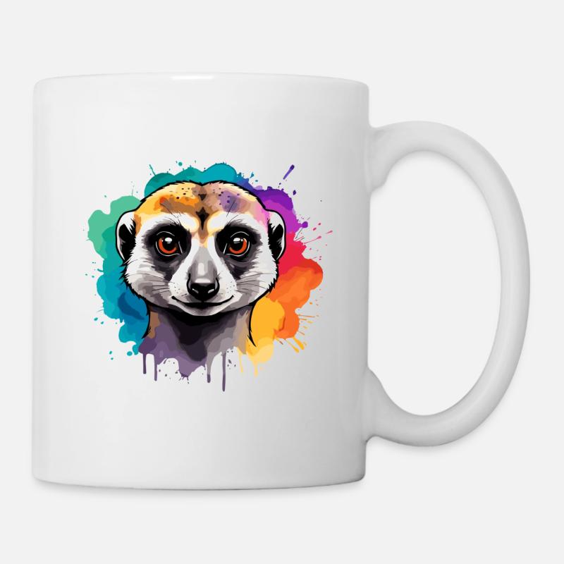 Erdmännchen in Aquarellfarben, Savannenfarbe - Tasse - Weiß