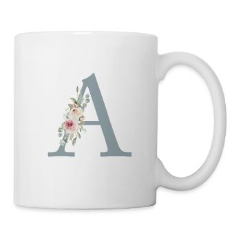 A| Monogram | Eucalyptus Pastel Flower Blue - Mug - white - Right