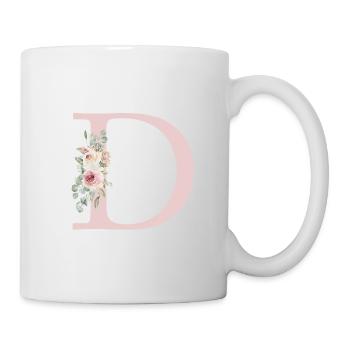 D| Monogramme | Eucalyptus Pastel Fleur Bleu - Mug blanc - blanc - Droite