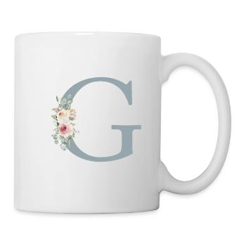 G| Monogram | Eucalyptus Pastel Flower Blue - Mug - white - Right
