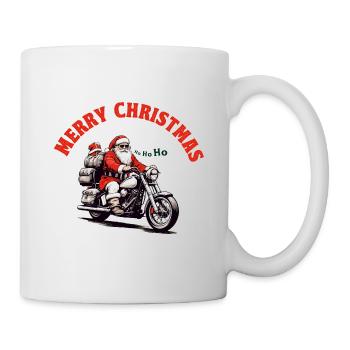 Der Weihnachtsmann auf dem Motorrad - Tasse - Weiß - Rechts