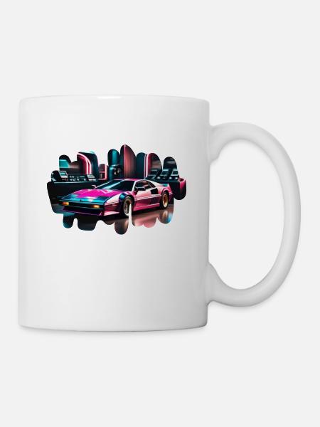 Retro Synthwave Sportwagen - Tasse - Weiß