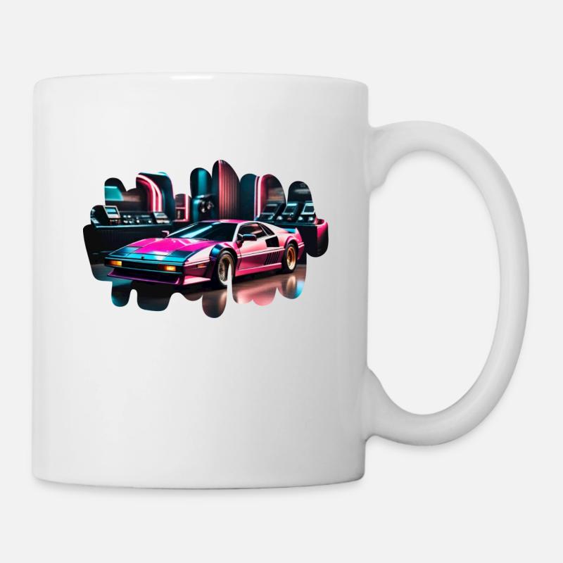 Retro Synthwave Sportwagen - Tasse - Weiß