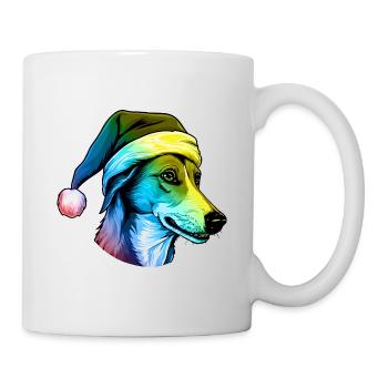 Greyhound Dog Head Christmas Portrait Multicolored - Mug - white - Right