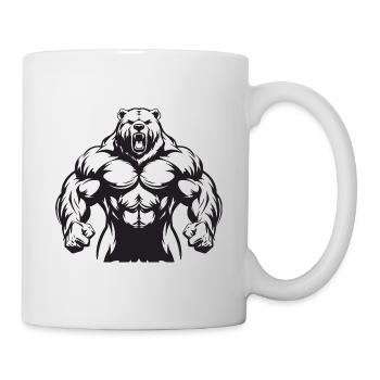 Bear Grizzly Gym Muscles Bodybuilding - Mug - white - Right