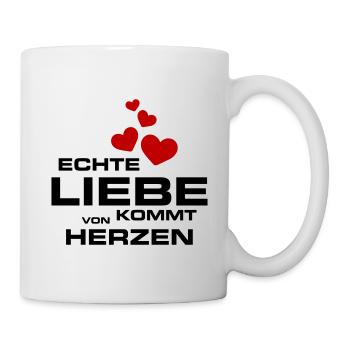 Liebeserklärung Liebe Kommt von Herzen Spruch - Tasse - Weiß - Rechts