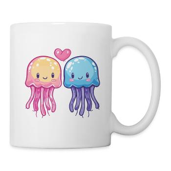Qualle Paar Verliebt Tier Valentinstag - Tasse - Weiß - Rechts