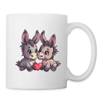 Couple d'ânes amoureux des animaux pour la Saint-Valentin - Mug blanc - blanc - Droite