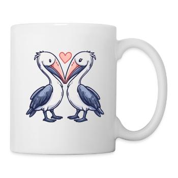 Couple d’oiseaux pélican amoureux de la Saint-Valentin - Mug blanc - blanc - Droite