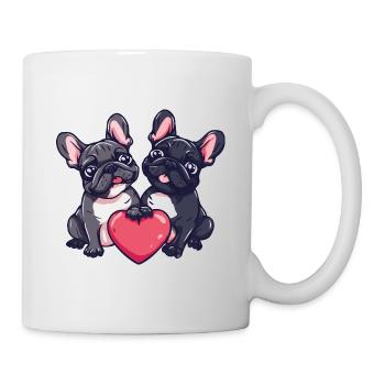 Français Buldog Chiens Couple Amoureux Saint-Valentin - Mug blanc - blanc - Droite