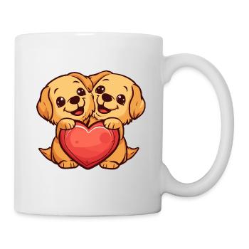 Golden Retriever Hunde Paar Verliebt Valentinstag - Tasse - Weiß - Rechts