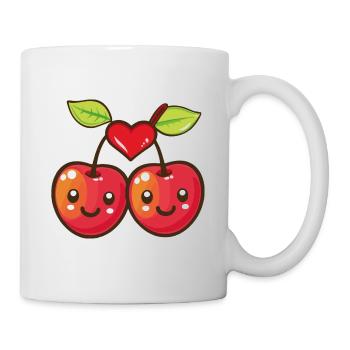 Kirschen Paar Liebe Herz Lustig - Tasse - Weiß - Rechts