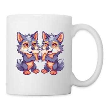 Wolf Comic Bier Lustig Saufen - Tasse - Weiß - Rechts