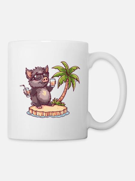 Schwein Sommer Wildschwein - Tasse - Weiß