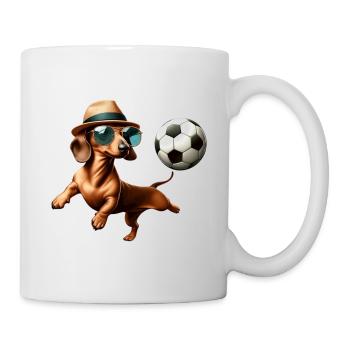 Dachshund playing football - Mug - white - Right