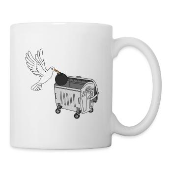 Peace - Dove of peace throws bomb in the trash - Mug - white - Right