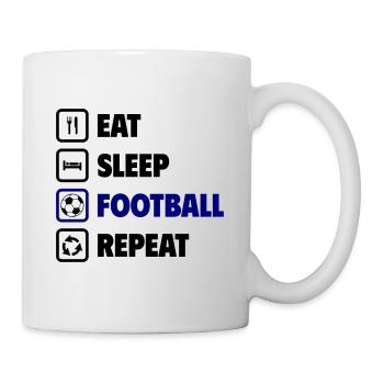Manger, dormir, footballer, répéter - Mug blanc - blanc - Droite