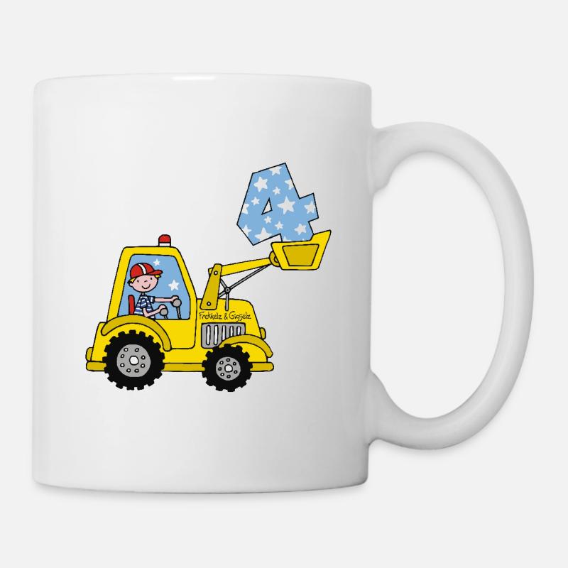 Excavator 4th Birthday - Mug - white