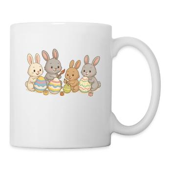 Hasenfreunde bemalen Ostereier – Süßes Osterdesign - Tasse - Weiß - Rechts
