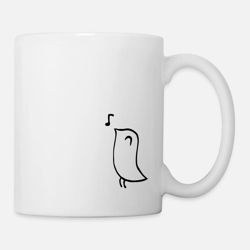 Singender Vogel – minimalistisches Strichzeichnung - Tasse - Weiß