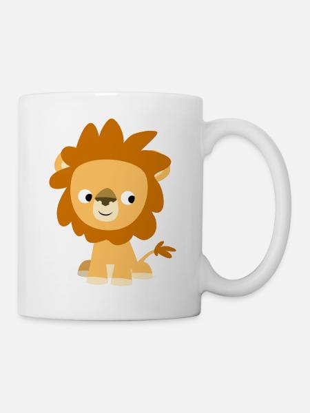 Niedlicher Neugieriger Löwe von Cheerful Madness!! - Tasse - Weiß