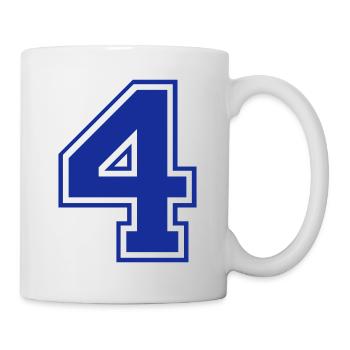 4 - Nummer - Zahl - Tasse - Weiß - Rechts