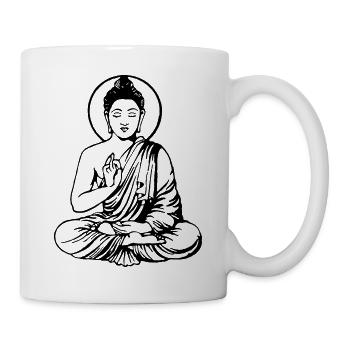 Buddha-Vektor-Outline - Tasse - Weiß - Rechts