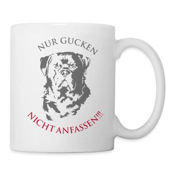 Rottweiler Nur gucken.. Plot für helle Kleidung - Tasse - Weiß - Rechts