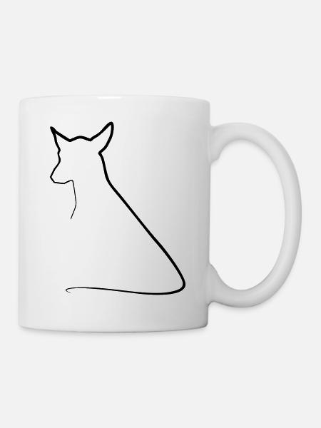 Hund sitzend Umriss Linie Freund des Menschen süß - Tasse - Weiß